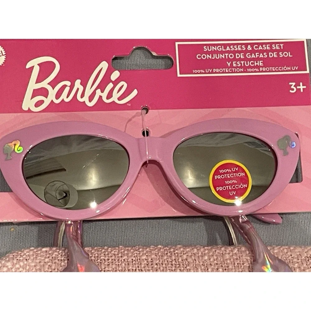 NEW Mattel Barbie Pink Sunglasses &‎ Hard Case Set 3+ 100% UV Protection